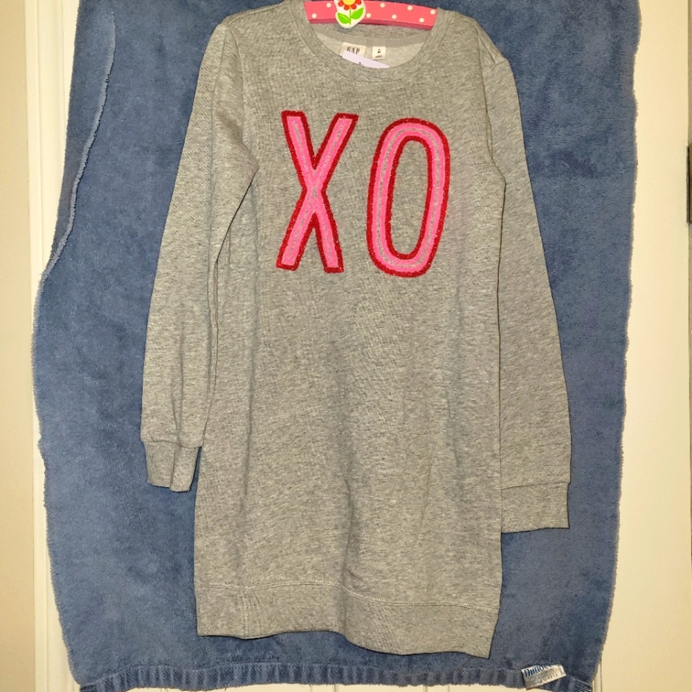 GAP Gray Sweatshirt Dress with Pink/Red "XO"